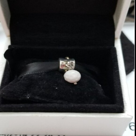 Auth Pandora Retired Sterling Silver w/14K Gold White Agate Golf Ball 790440AGW - Picture 5 of 10